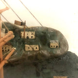 1920s Folk Art Ship in a Bottle Whimsy with Village, Signed B. Nielson