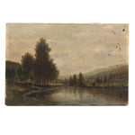 19th Century Oil on Canvas River Landscape