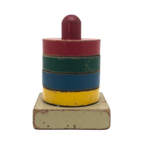 Primary Colors Old Wooden Stacking Rings Toy