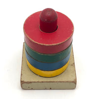 Primary Colors Old Wooden Stacking Rings Toy