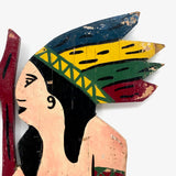 Folk Art American Indian Chief Wooden Cutout