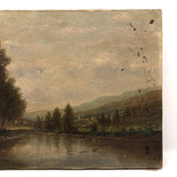 19th Century Oil on Canvas River Landscape