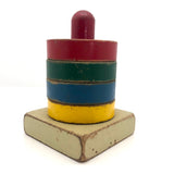 Primary Colors Old Wooden Stacking Rings Toy