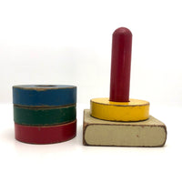 Primary Colors Old Wooden Stacking Rings Toy