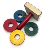 Primary Colors Old Wooden Stacking Rings Toy