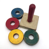 Primary Colors Old Wooden Stacking Rings Toy