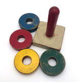 Primary Colors Old Wooden Stacking Rings Toy
