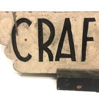 Old Handmade Wooden CRAFTS Sign with Pointing Finger