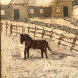 Very Charming Antique Landscape Painting with Horse in Snow