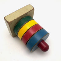 Primary Colors Old Wooden Stacking Rings Toy