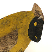 Old Wall Hanging Folk Art Painted Yellow Bird Cutout