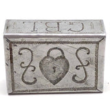 Trench Art Matchbox Cover with Heart-Shaped Lock, Corn, Wheat, Sun, Moon, etc!