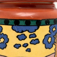 Cheerful Orange Art Deco Czech Teapot with Landscape Decoration