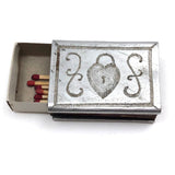 Trench Art Matchbox Cover with Heart-Shaped Lock, Corn, Wheat, Sun, Moon, etc!