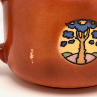Cheerful Orange Art Deco Czech Teapot with Landscape Decoration