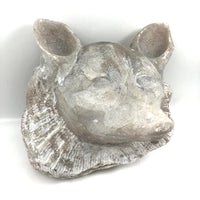 Large Folk Art Carved Marble Fox Head
