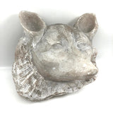Large Folk Art Carved Marble Fox Head