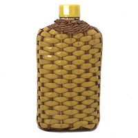 Yellow Plastic and Wicker Woven Vintage Flask