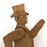 Expressive Articulated Folk Art Gentleman with Top Hat (on Newer Stand)