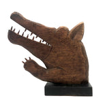Carved Folk Art Wolf’s Head (and Paw) with Sharp Teeth!