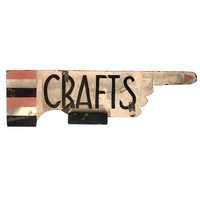 Old Handmade Wooden CRAFTS Sign with Pointing Finger