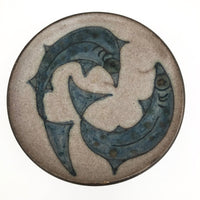 Mid-Century Scandanavian Pottery Plate with Circling Fish