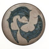 Mid-Century Scandanavian Pottery Plate with Circling Fish