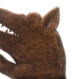 Carved Folk Art Wolf’s Head (and Paw) with Sharp Teeth!