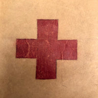 Red Cross First Aid Text-Book with Brown Paper Hand-drawn Cover