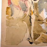 Lois Gross Smiley Vintage Mixed Media Painting of Two Figures