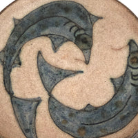 Mid-Century Scandanavian Pottery Plate with Circling Fish