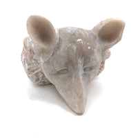 Large Folk Art Carved Marble Fox Head