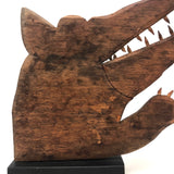 Carved Folk Art Wolf’s Head (and Paw) with Sharp Teeth!