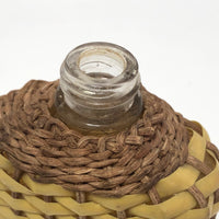 Yellow Plastic and Wicker Woven Vintage Flask