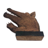 Carved Folk Art Wolf’s Head (and Paw) with Sharp Teeth!