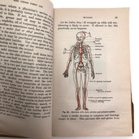 Red Cross First Aid Text-Book with Brown Paper Hand-drawn Cover
