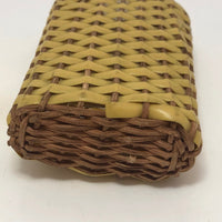 Yellow Plastic and Wicker Woven Vintage Flask