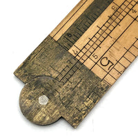 Old Stanley Boxwood and Brass 12 Inch Folding Ruler with Caliper