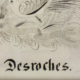 1891 Signed Spencerian Pen and Ink Drawing of Two Birds