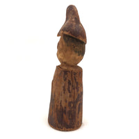 Old Carved Figure with Tall Cap and Wonderful Profile