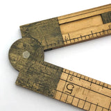 Old Stanley Boxwood and Brass 12 Inch Folding Ruler with Caliper