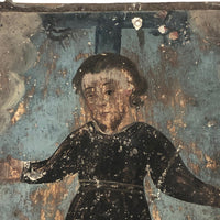 Old Mexican Retablo on Tin of Young Jesus at Cross