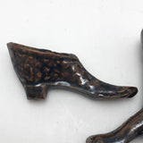 Brown Glazed Antique Stoneware Miniature Boot and Shoe
