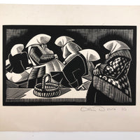 Olin Dows "Market: Riga" 1933 Wood Engraving Print