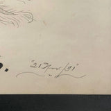 1891 Signed Spencerian Pen and Ink Drawing of Two Birds