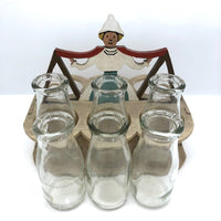 Folk Art Milkmaid Bottle Carrier with Six Bottles