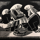 Olin Dows "Market: Riga" 1933 Wood Engraving Print