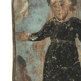 Old Mexican Retablo on Tin of Young Jesus at Cross