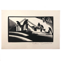 Olin Dows "Washing Women" Taxco, Mexico, 1933 Wood Engraving