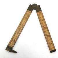 Old Stanley Boxwood and Brass 12 Inch Folding Ruler with Caliper